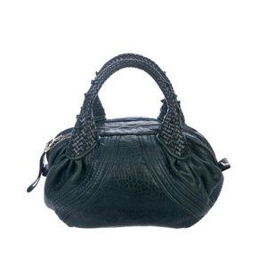 Auth Vintage Fendi Baby Spy Bag Blueberry Blue W/ Zucca Lining!